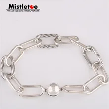 Омела, 925 пробы, серебряная, связанная цепочка, браслет, европейские ювелирные изделия