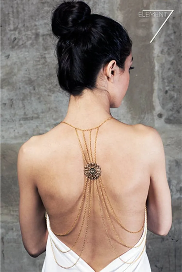 Лето Новая мода Золотой цвет цепь тела элегантный сексуальный бикини кисточкой цепи ожерелье Бохо Пляж тела ювелирные изделия для женщин