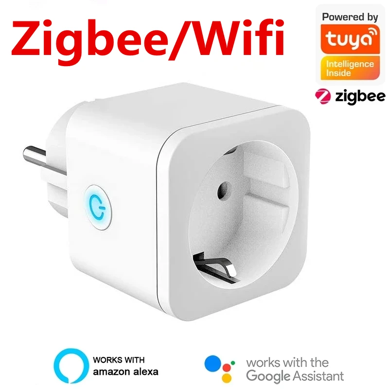 Tomada inteligente wifi/tomada zigbee ue 16a função de sincronismo monitor de energia tuya smartlife app controle trabalhar com alexa assistente google