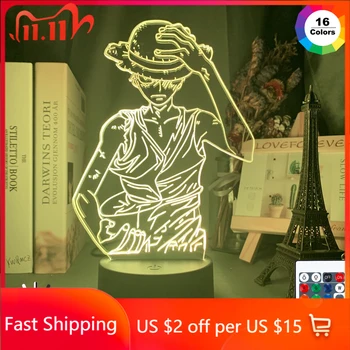 

Anime ONE PIECE Monkey D Luffy Figure Kids Night Light Led Color Changing Atmosphere for Child Bedroom Bedside Decor Desk Lamp