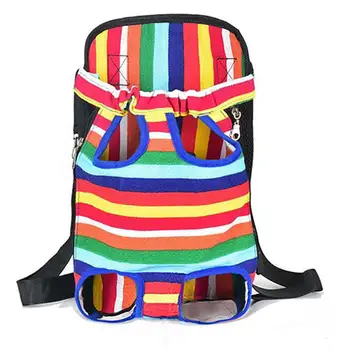 

TPFOCUS Colorful Strip Pattern Pet Outdoor Carrying Bag Cat Dog Backpack Front Carrier Bag Chest Bag Adjustable collar