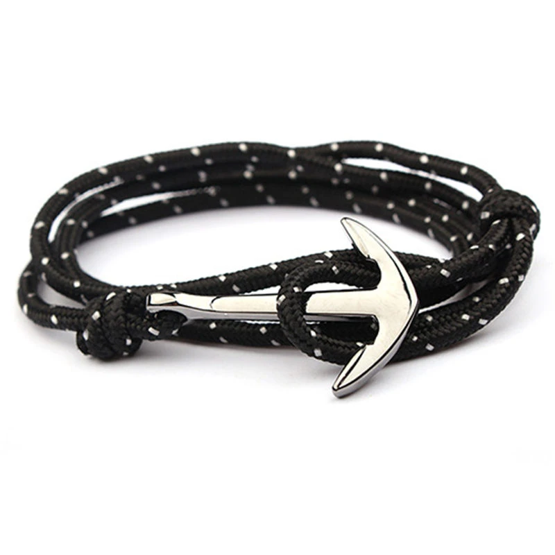 Adjustable Paracord Anchor Bracelet Woman Men Charm Bracelets Alloy Anchor Nylon Rope Chain Armband Vintage Bracelets& Bangles - Окраска металла: 1-13