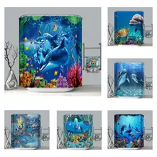 

Lightweight Unique Durable Ocean Shower Curtain with Hooks Blue Bath Curtain Creative for Bathroom