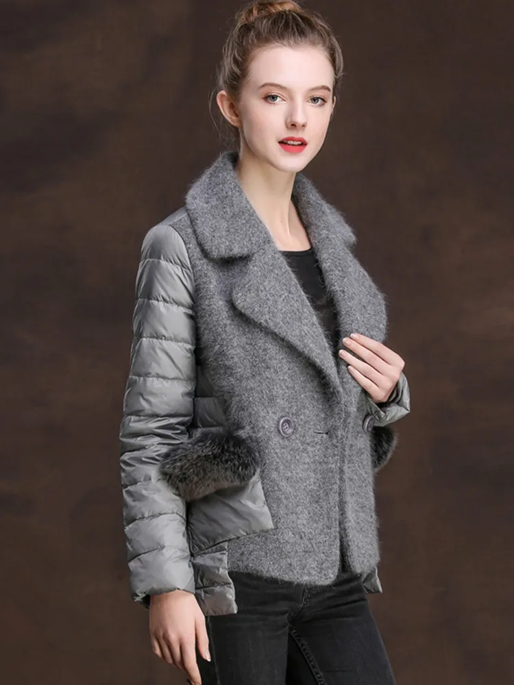 

Jacket Down Women's Winter Jacket Women Knitting Stitching Down Coat Female Fox Fur Korean Jackets Chaqueta Mujer MY3858 s