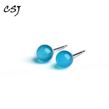 

CSJ Cute 100% Natural Amazonite Earrings 925 Sterling Silver Earrings Women Lady Girl wedding Engagment Party For Gift