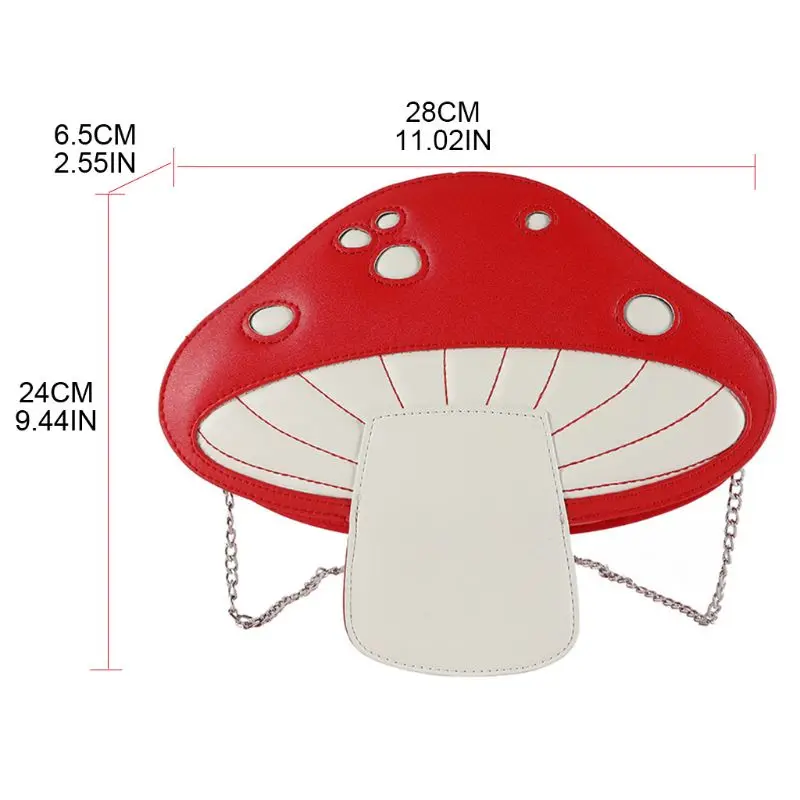 Women Girl Mushroom Shape PU Leather Handbag Chain Shoulder Messenger Crossbody Bag Satchel Tote Purse 6