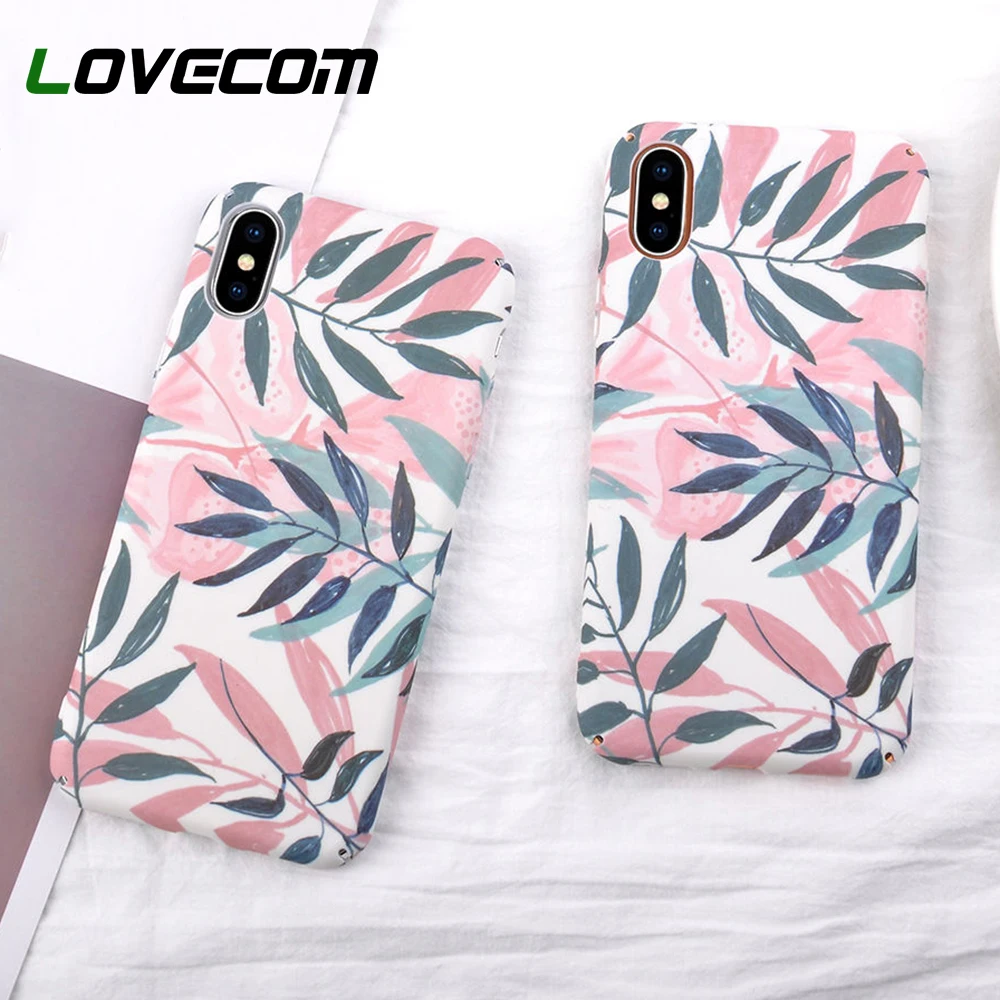 Винтажный чехол LOVECOM с листочками для телефона iPhone 11 Pro Max XR XS 7 8 6S Plus Матовый