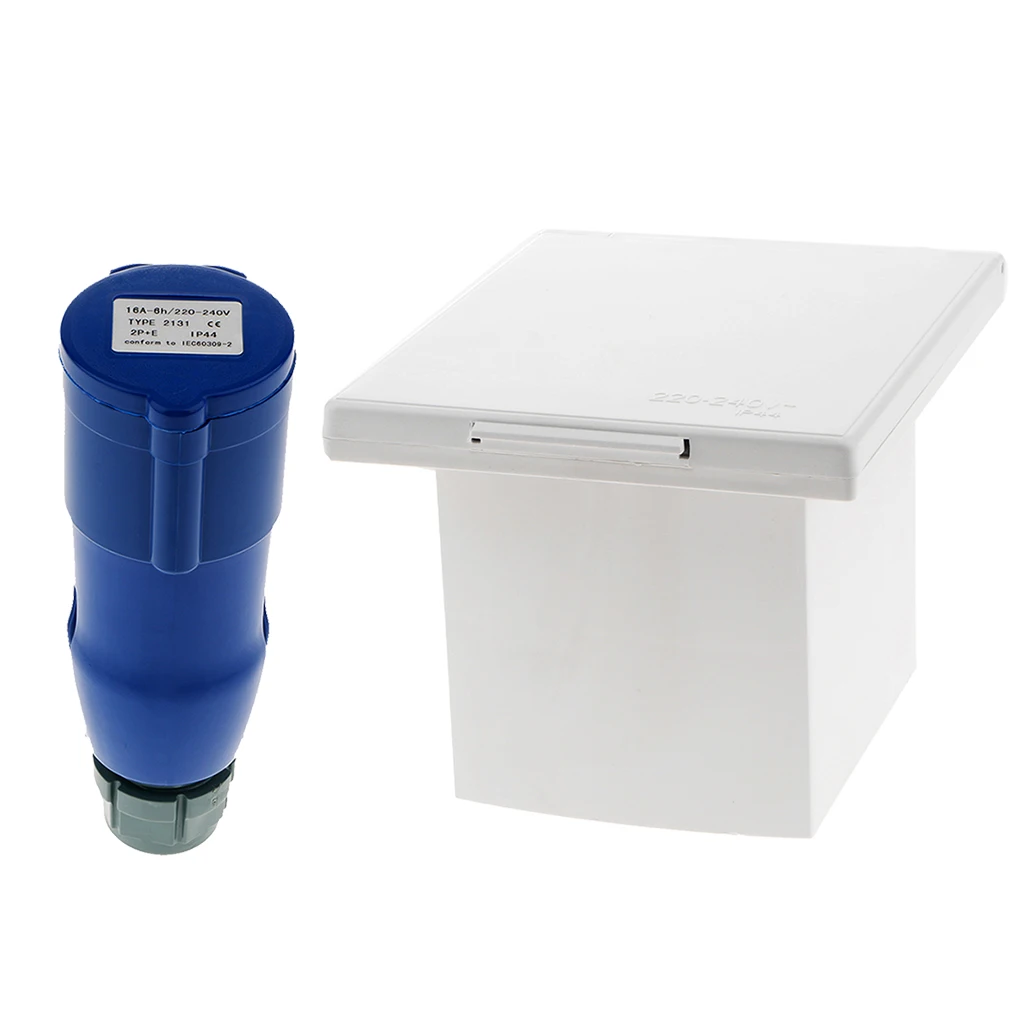 RV Camper 220V-240V 16A External Flush Hook Up Waterproof Plug Socket