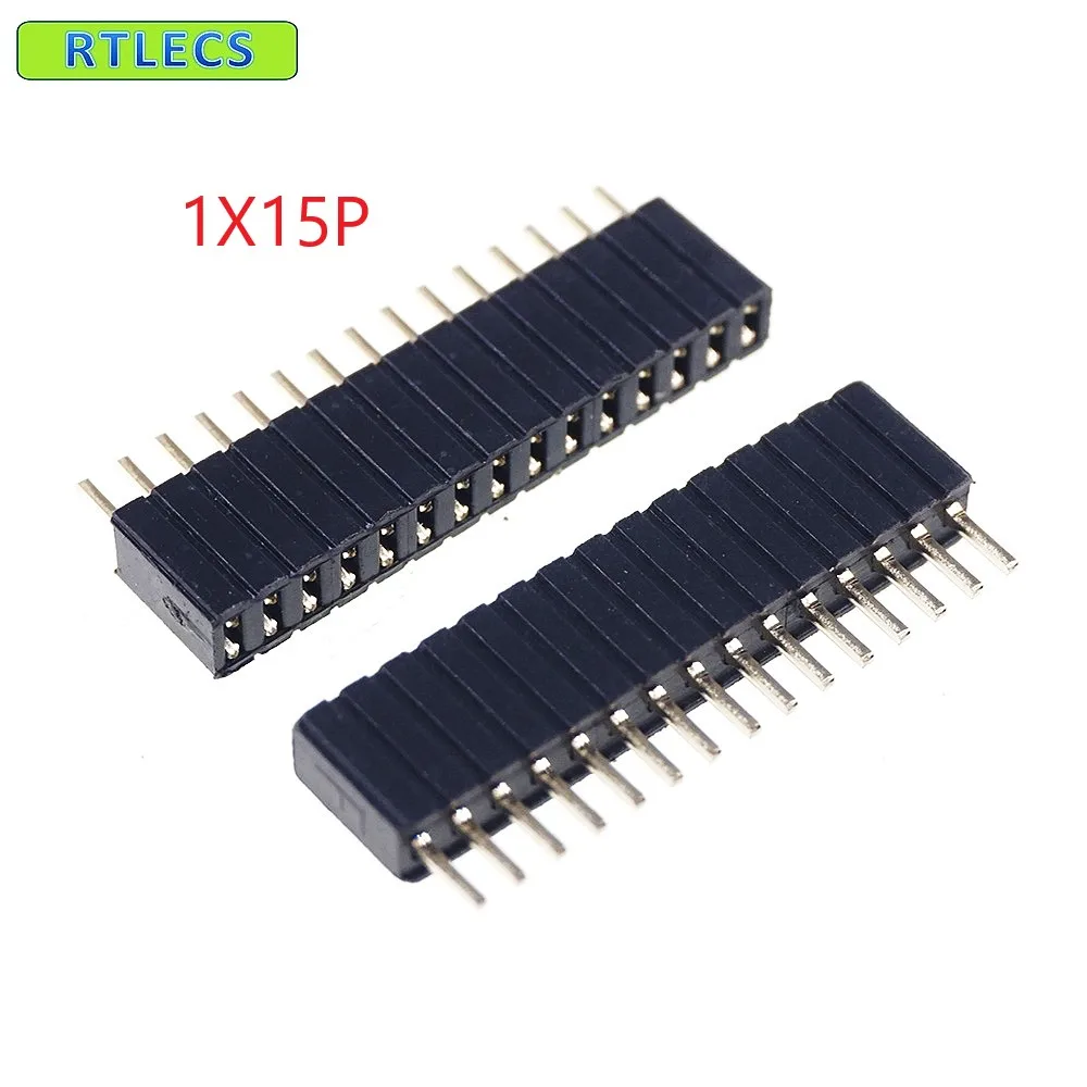 

50pcs 1x15 P 15 pin 1.27mm Pitch Pin Header Female single row straight through hole DIP Rohs Lead free