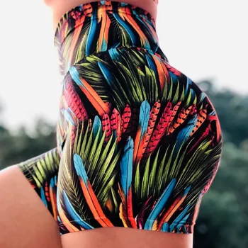 

Female Sport Butterfly Sunflower Printedr Sexy Stretch Shorts Women High Waist Fitness Workout Yoga Push Up Hip Running Shorts