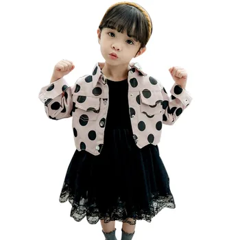 

New Baby Girl Clothes Dot Jacket + Patchwork Dress 2PCS Kids Clothes Long Sleeve Spring Suit For Girls Fashion Clothes For Girls