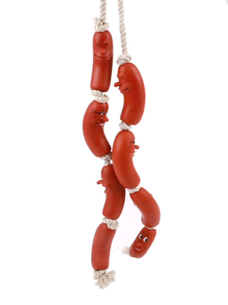 sausages on a rope dog toy