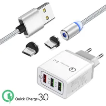 Магнитный Micro USB кабель QC 3,0 USB быстрое зарядное устройство для samsung Galaxy S7 A10 Nokia 6 5 4,2 2,2 Oppo A7x F11 vivo Z5x S1 Мобильный телефон