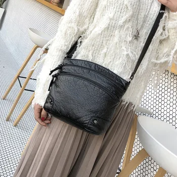 

Women's Bag 2019 New One-shoulder Bag Casual Mini Bag Bag Water Wash Leather PU Soft Leather Slant Bag