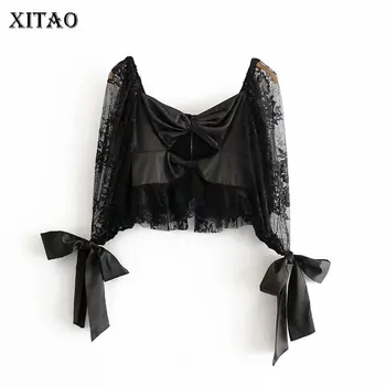 

XITAO Women Bow Blouse Fashion Full Sleeve Lace Elegant Goddess Fan 2020 Spring Summer Patchwork Minority Style Shirt ZLL4889