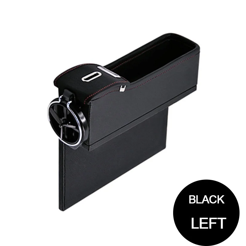 Black - Left 1pc Multi-function Car Organizer Storage Box Cup Holder Car Seat Organizer Pocket Storage Car Accessories Gap Catcher PU Leather - Название цвета: Black - Left