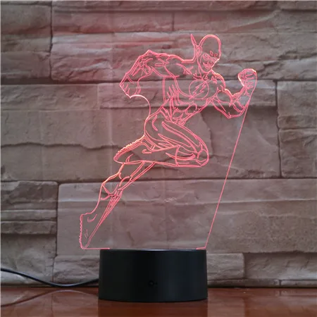 2 Постоянного тока супергероев Marvel флэш Дети СВЕТОДИОДНЫЙ ночной Светильник Usb сенсорный Сенсор подходит для лампа ребенок мальчик подарок 3D ночника флэш-памяти - Испускаемый цвет: 2