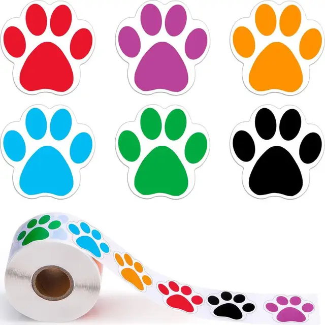 50-500pcs Black Paw Print Stickers Dog cat bear Paw Labels Stickers for laptop reward sticker stationery teacher for student 100pcs
