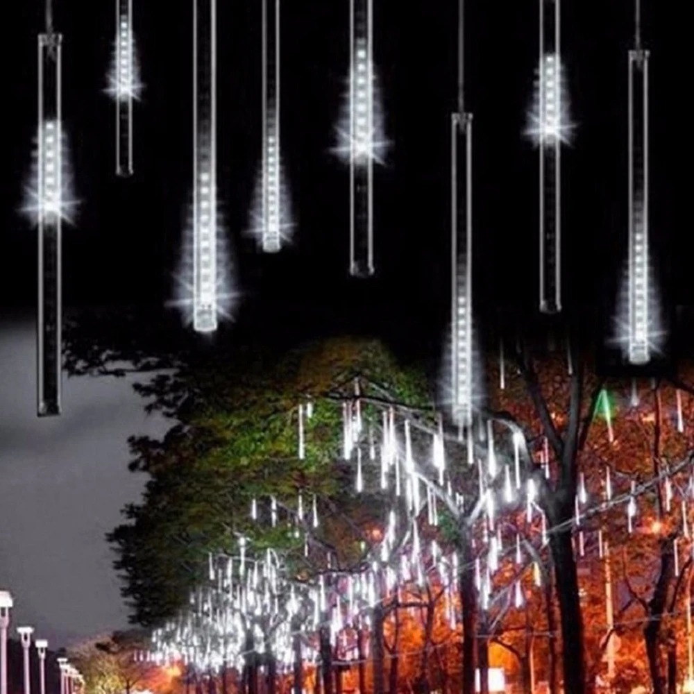New Year 30-50cm Outdoor Meteor Shower Rain 8 Tubes LED String Lights Waterproof For Tree Christmas Wedding Party Decorat Lamp 6
