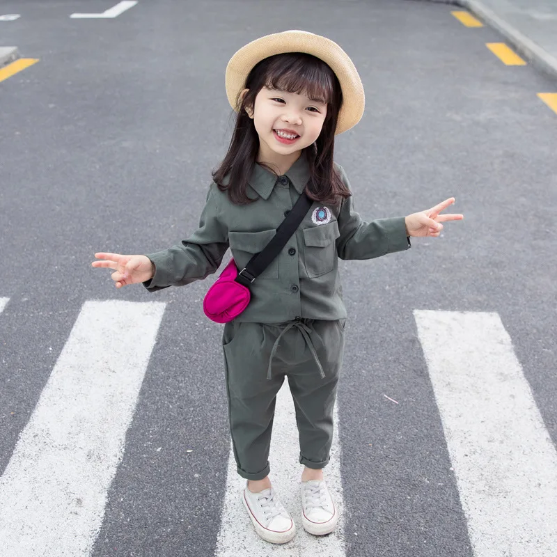 

Fashion Spring And Autumn Girl Long Sleeve Casual Pants Kids Clothes Suits Sets for Cool Girl Solid Kids Sports Set Clothing