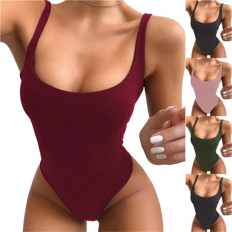 lingerie bodysuit Wine Red Strappy Bodysuit Sexy Backless Ribbed Bodysuit Romper String Femme Sexy Sleeveless Tank Top Bodysuit Body Female red lace bodysuit