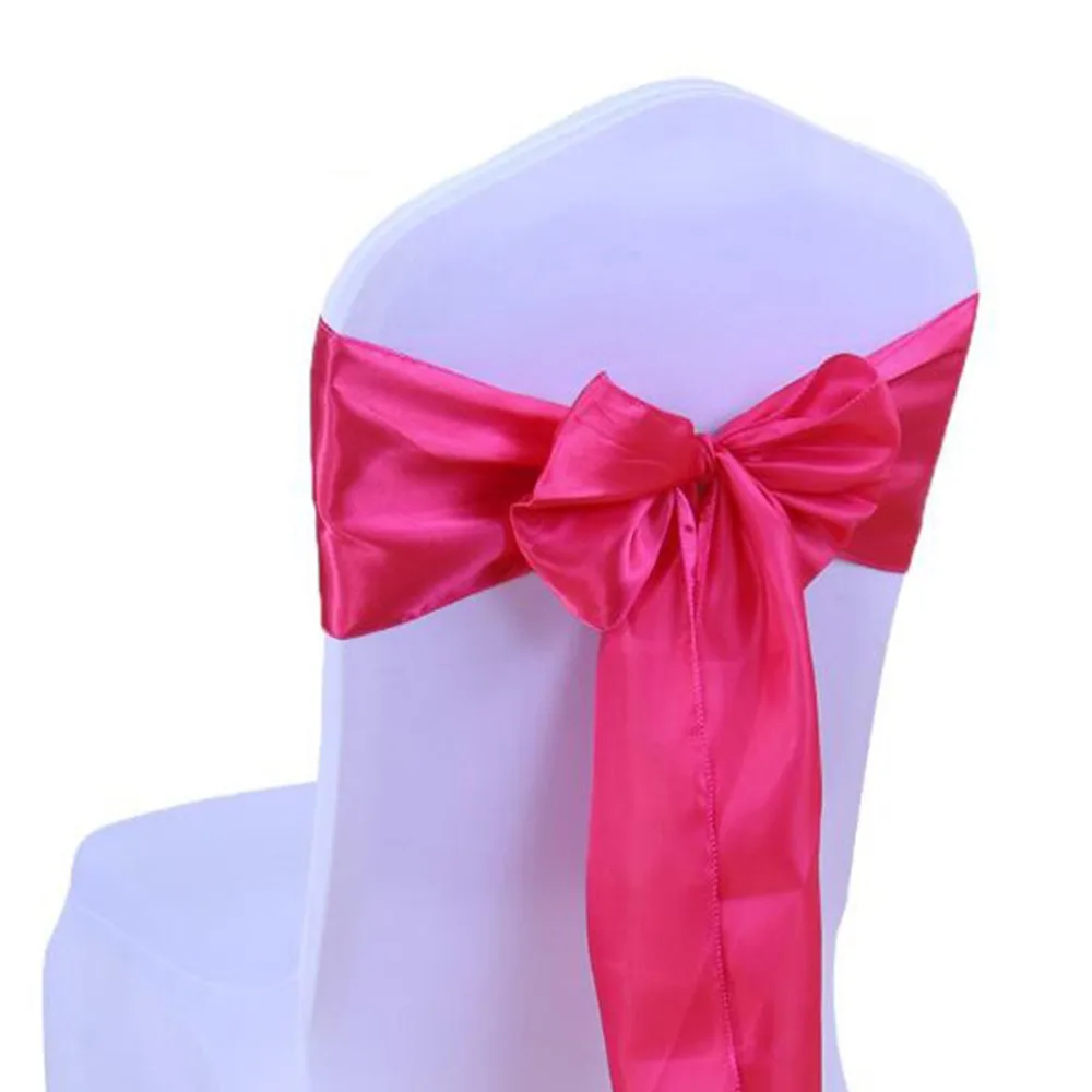 25PCS 15 Colors Wedding Chair Cover Sash Satin Fabric bow-knot Ribbon Tie Bands for for Wedding Party Banquet Event Decorations