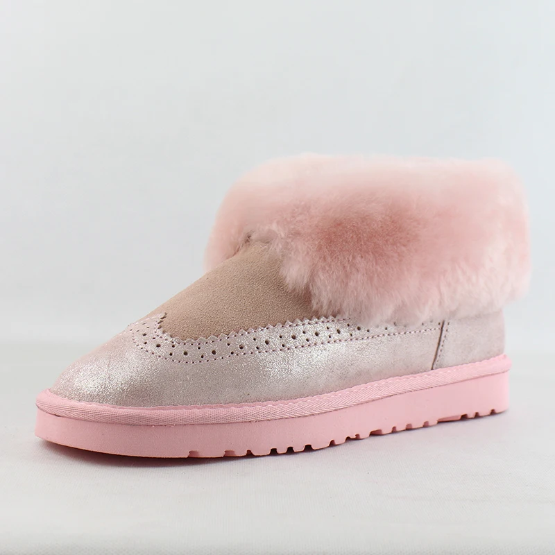 UVWP/новые женские зимние ботинки наивысшего качества зимние ботинки на натуральном меху модные женские ботильоны женская теплая обувь теплые шерстяные ботинки - Цвет: Pink