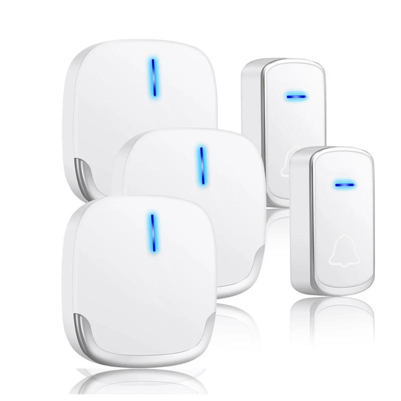

ABKT-Home Wireless Doorbell 300M Waterproof LED Light Battery Powered Cordless Bell(EU Plug)