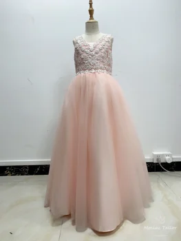 

soft pink Parent-child dress 2020 new color lace chiffon nice beauty flower girl dress-mocini tailor luckgirls