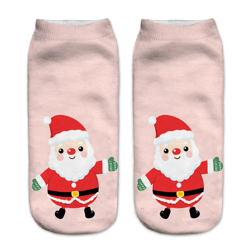 

New Merry Christmas Series 3D printing Socks Unisex Cartoon Santa Claus Elk Snowman Sokken Low Cut Ankle Sox Calcetines Mujer