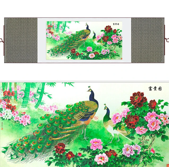 Китайская традиционная живопись Птицы в воде шелк прокрутки Павлин paintingprinted | Дом
