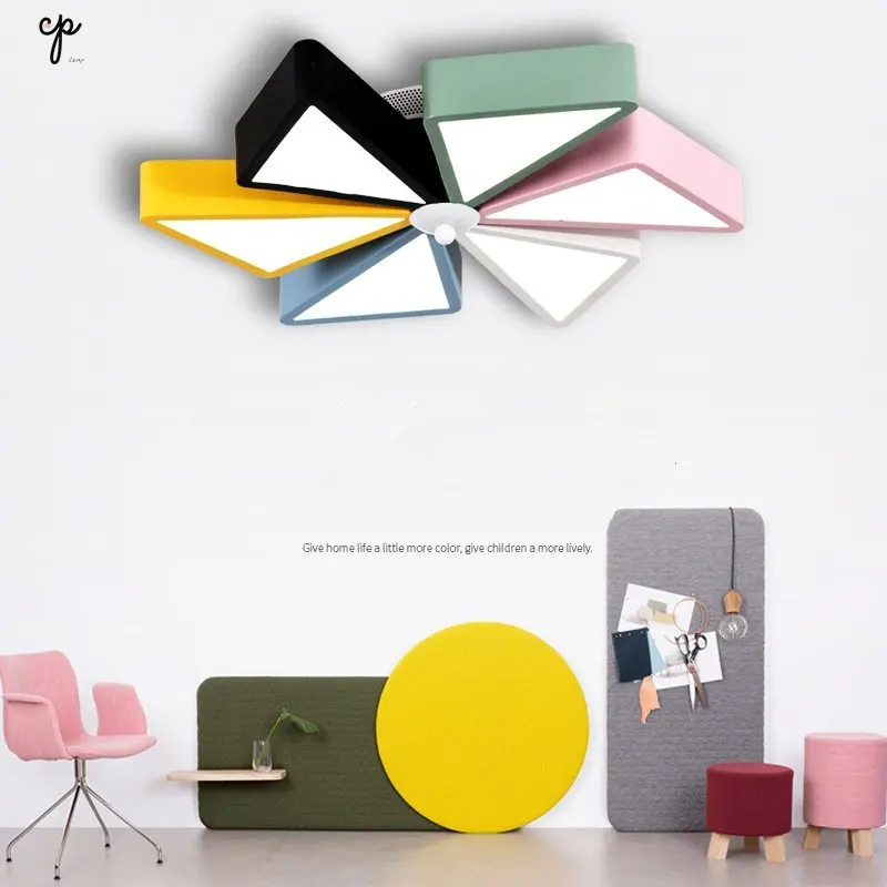 Us 147 12 34 Off Colorful Creative Ceiling Lights Cartoon Macaron Children S Room Nordic Bedroom Boys And Girls Windmill Led Roof Lights Lustre In