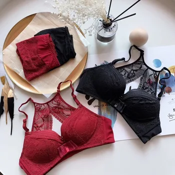 

2020 NEW Retro lace bralette push up bra for women Small chest thin butterfly bras wire-Free beautiful Back underwear female