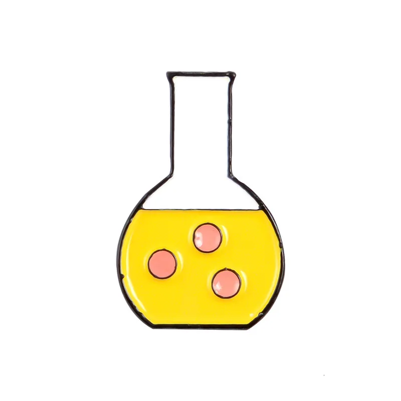 1PCS Cartoon Lovely geometry Chemistry Molecular Formula Beaker Alloy Oil Dripping Brooch High Archives Enamel Cowboy Badge