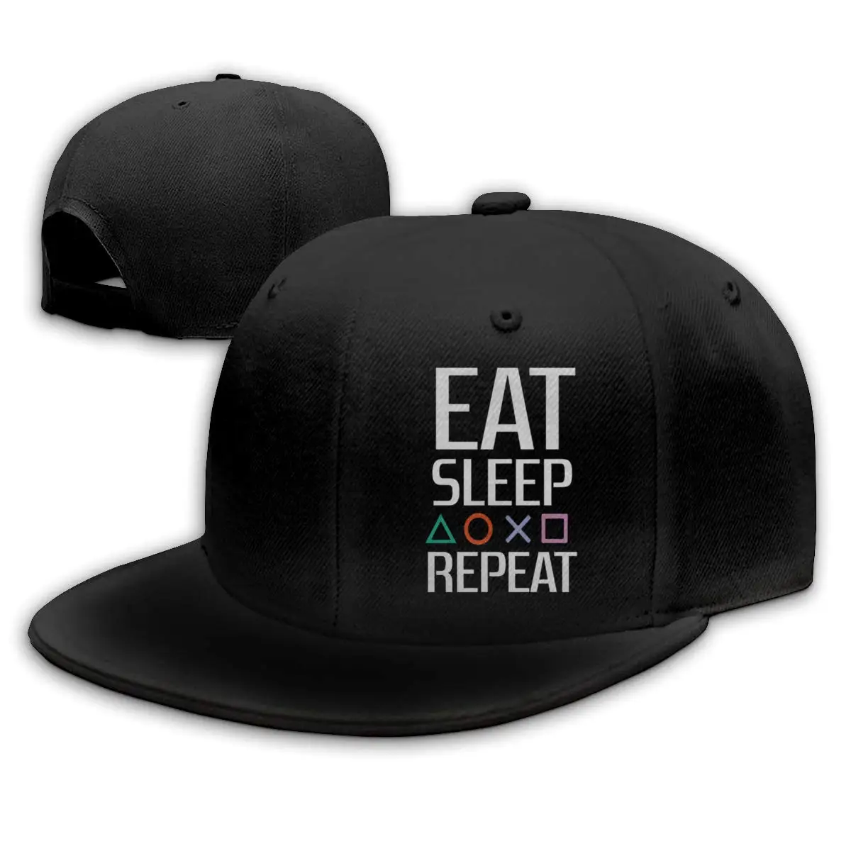 Снэпбэк бейсболка EAT Sleep Playstation Repeat Flat Bill унисекс Черная | Аксессуары для одежды