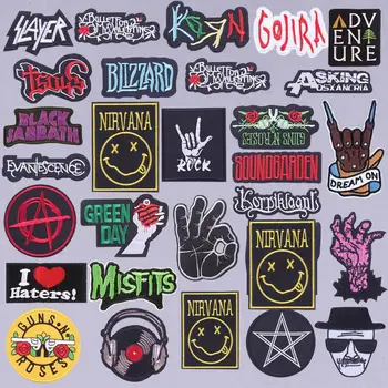 

Pulaqi nirvana patches for clothing Band badge Patch Embroidery patch rock stripes in patches sticker ironing applications F