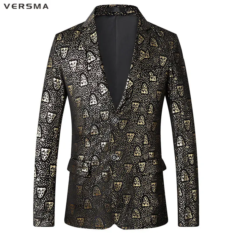 VERSMA Slim Fit принт Костюм Куртка Блейзер Мужской Стильный формальный мужской пиджак, жакет платье пальто дизайн узор сценическая одежда дропшиппинг