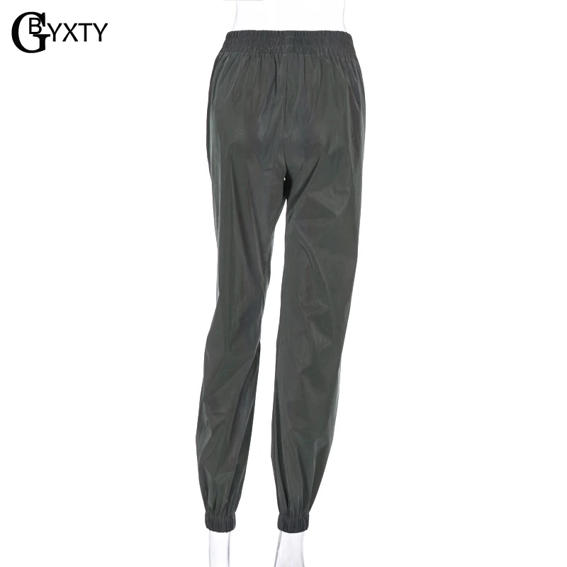 GBYXTY уличная одежда, светоотражающие голографические брюки, женские модные свободные брюки-карго с эластичной резинкой на талии, pantalon mujer ZA1798