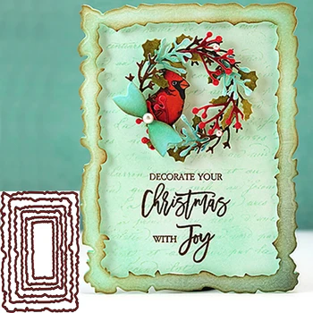 

6pcs/Set Vintage Torn Rectangle Frame Metal Cutting Dies for DIY Scrapbooking Photo Album Embossing Paper Cards Decorative Craft