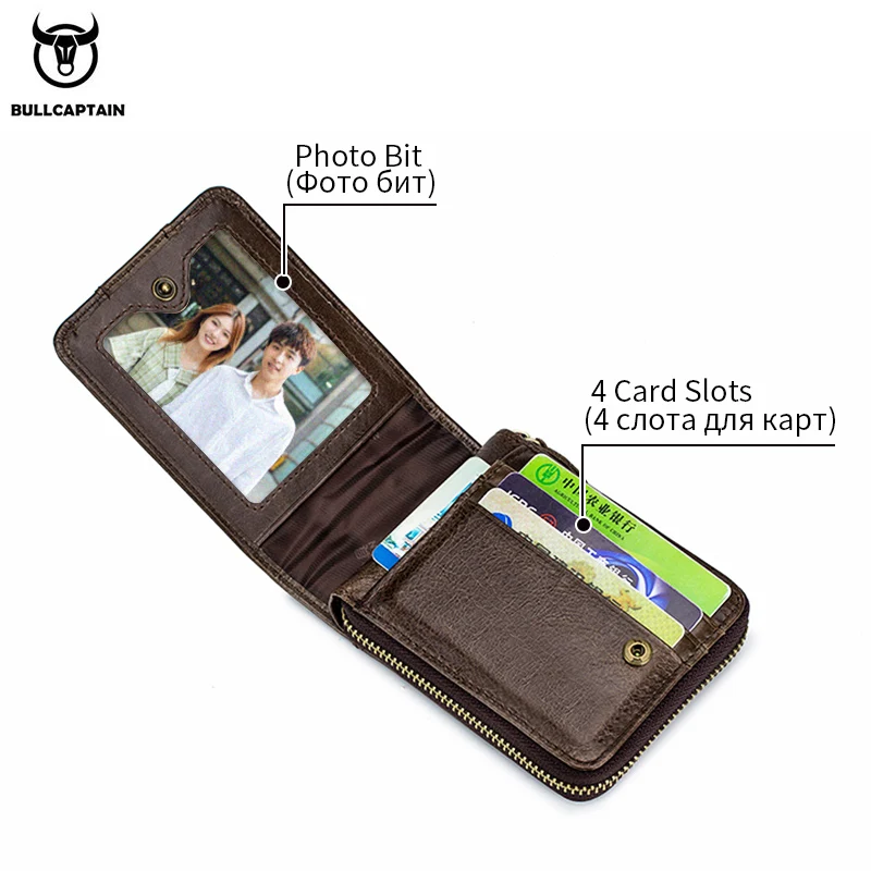 Beste Bullcaptain Nieuwe Collectie Mannelijke Rfid Lederen Portemonnee Mannen Portemonnee Koeienhuid Portemonnee Slanke Designer Merk Portemonnee Billetera Para Hombres