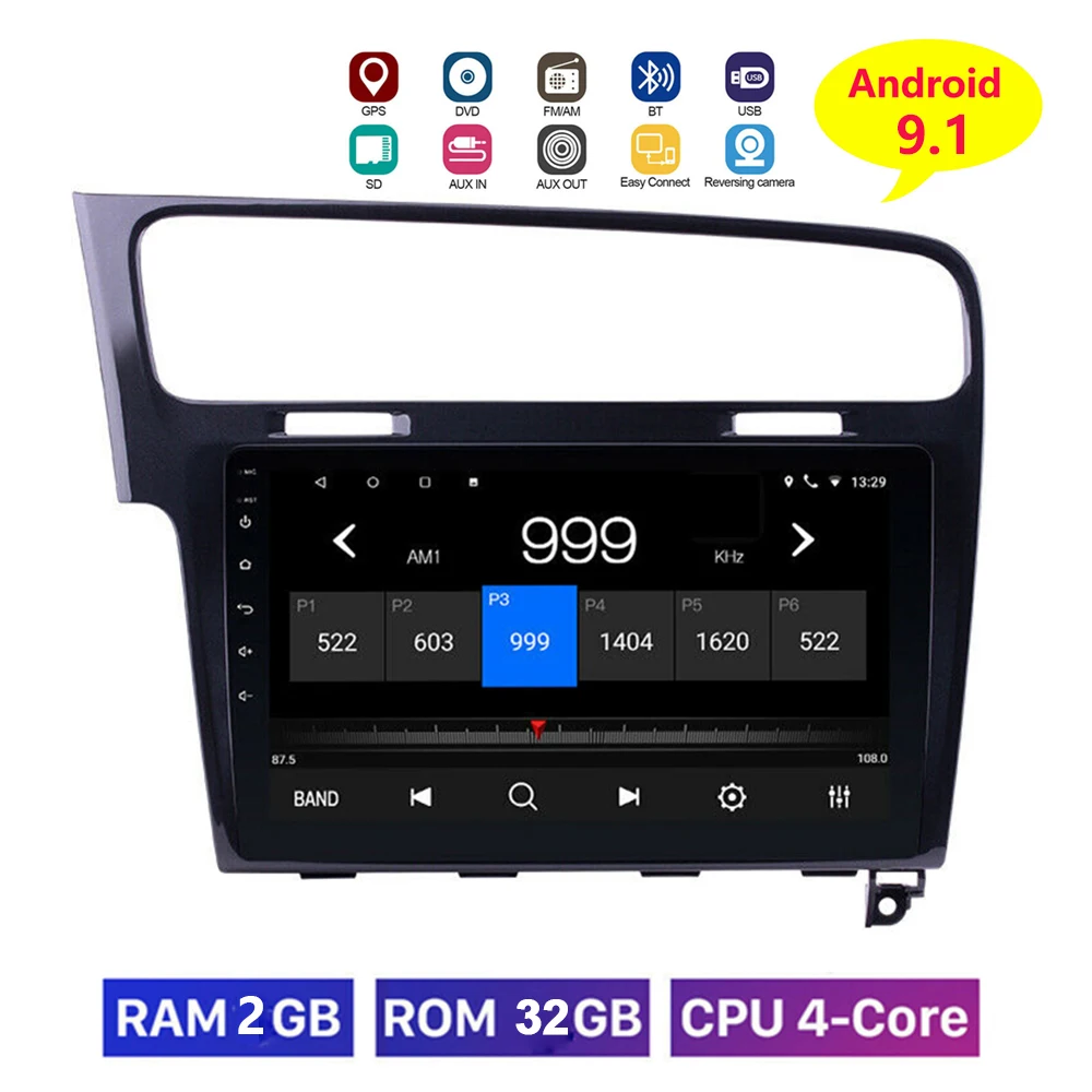 10 1 &quot2Din Android 9 автомобильный Радио мультимедийный видео плеер для Volkswagen VW Golf 7 2013