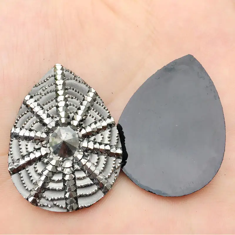 DIY AB цвета 8 шт 30*40 мм Паук веб капля смолы горный хрусталь Flatback Камень Кабошон Свадебные украшения-HE94