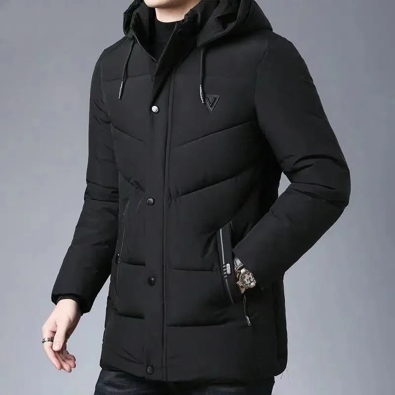 Winter Cotton-padded Jacket Mid-length Cotton-padded Jacket Korean Men Thick Warm Mens Down Padded Jacket Hooded Coat Tide fur parka Parkas