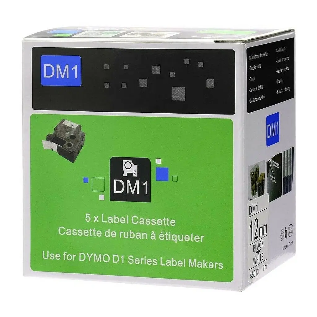 Лента Черная на зеленой этикетке отличного качества совместимая с DYMO D1 45019