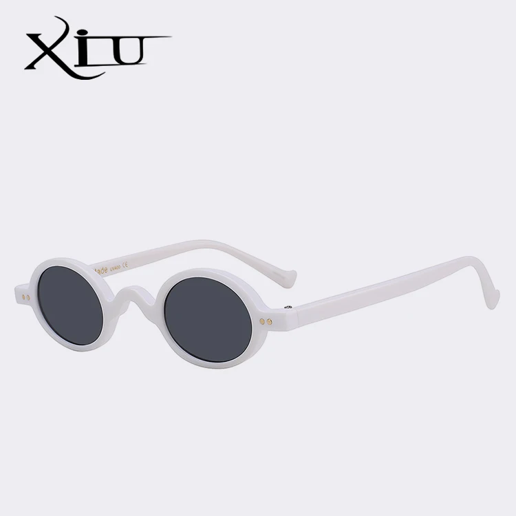 XIU маленькие круглые Винтажные Солнцезащитные очки женские фирменные дизайнерские модные линзы высшего качества модные очки мужские Oculos UV400 - Цвет линз: While w black