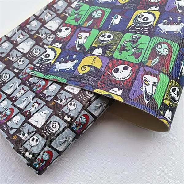 

Free shipping A4 20*33CM cartoon Christmas character print synthetic leather fabric for DIY accessories BHY779
