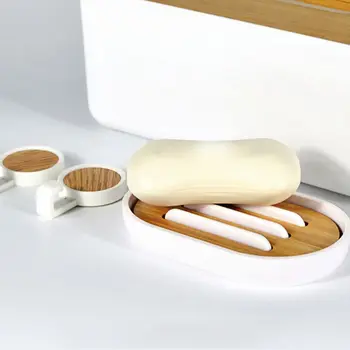 

Bamboo Soap Dish Holder Bath Shower Plate Stand Storage Box Rack Case Container
