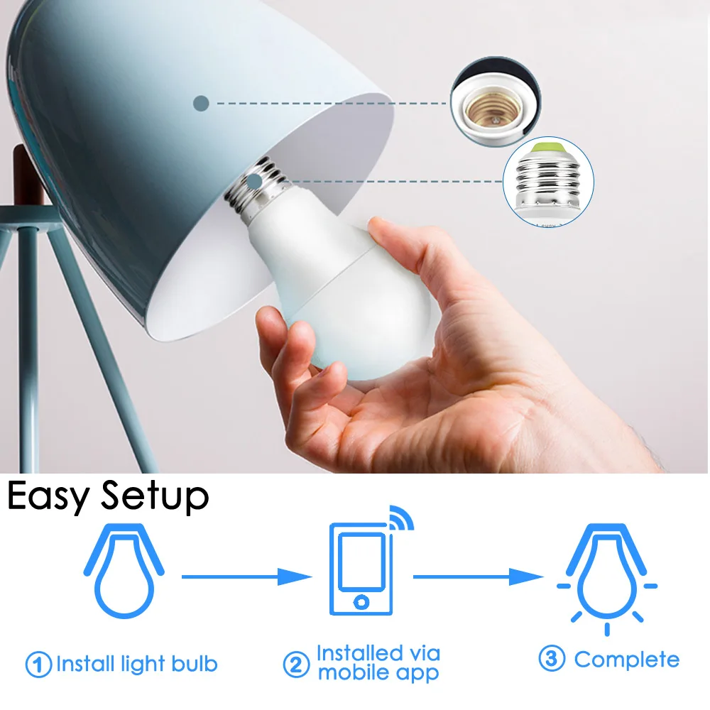 E27 диммируемая Светодиодная лампа wifi-патрон, умный свет лампы B22 110 В 220 в смарт-лампы 15 Вт светодиодные лампы для дома, совместимые с Alexa Google Home