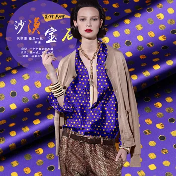 

PRINTED SILK STRETCH SATIN 118cm width 19momme/Pure Silk Fabric For Sewing Dresses Woman Party night