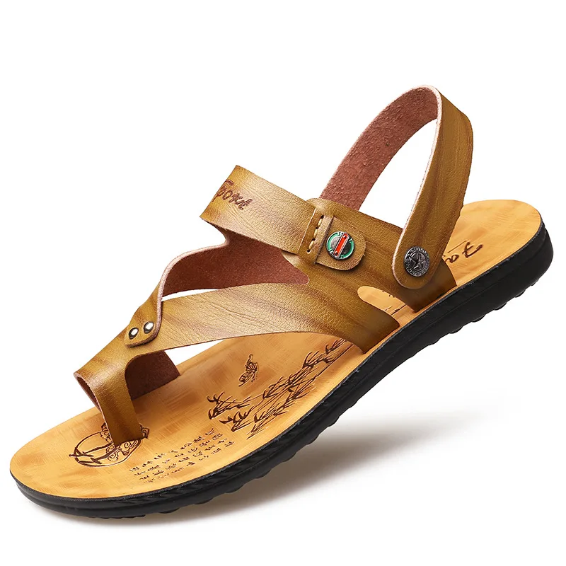 

2019 Summer New Style MEN'S SHOES round-Toe Foot Covering Peep-Toe Casual Sandals Multi-color Microfiber Slip Shoes Double Purpo